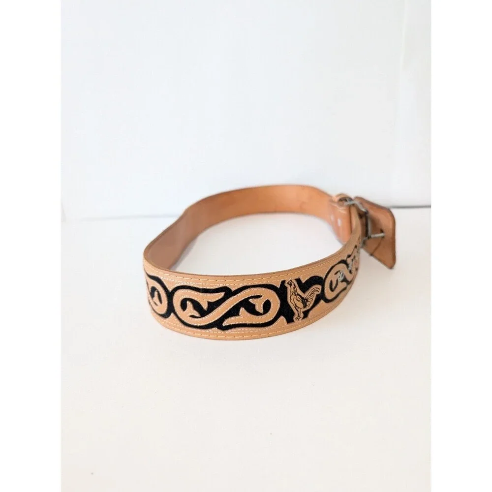 Western Belt Rooster Gallos Piteado Vaquero Style Mexican Size 40 Tan
